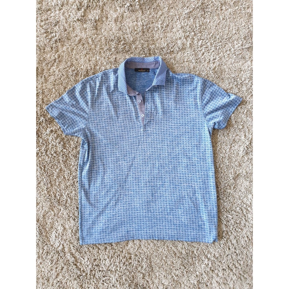 Polo Shirt Men's Blue EUC Geometric Pattern